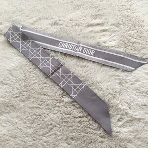 Christian Dior Silk Oblique Jacquard Scarf Gray